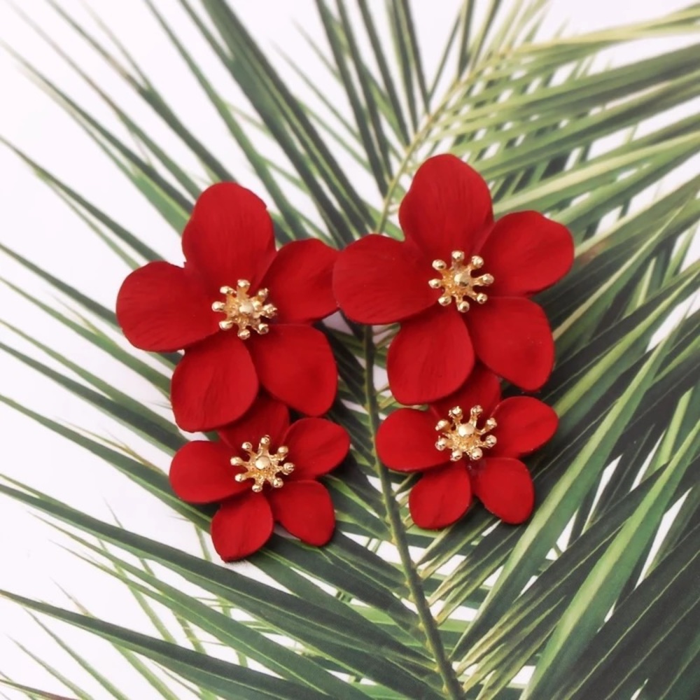 3/38🌸 boho Double flower summer beach earring